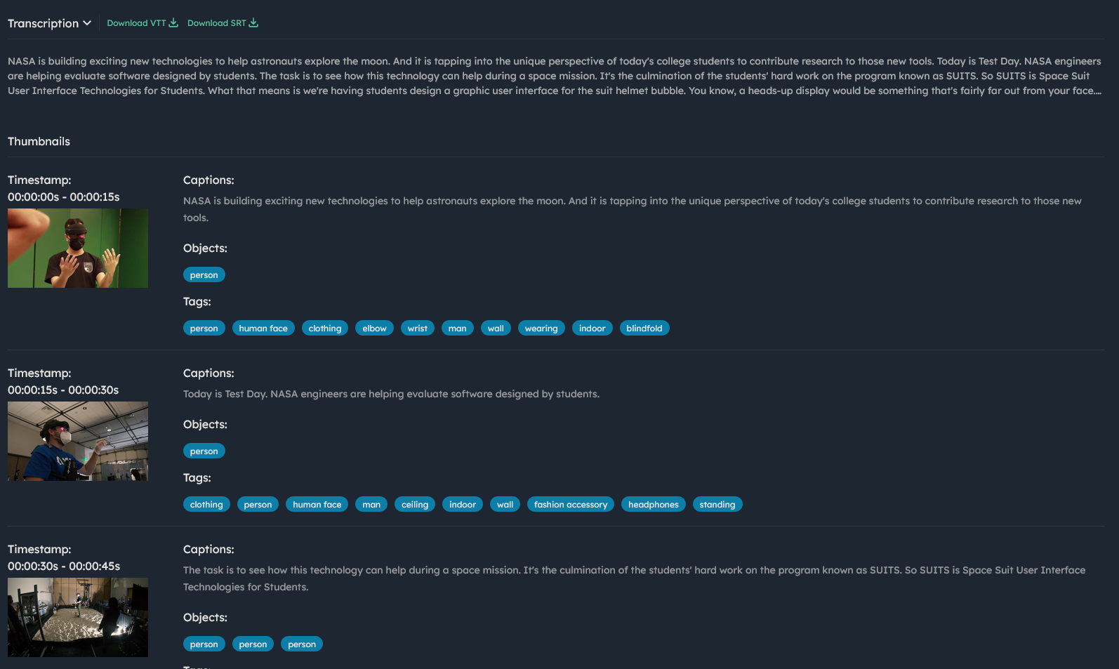 Screenshot of Vault-AI MetaData